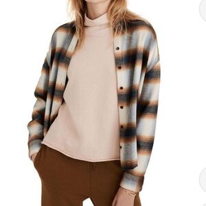 Madewell Westlake Plaid Flannel Shirt Blue, Cream, Orange 100% Cotton Size Small